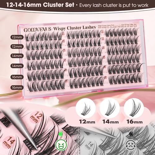 Image of Wispy Natural Lash Clusters CC Curl DIY Cluster Eyelash Extensions for Clean Makeup, Individual False Eyelashes Cat Eye Lash Clusters