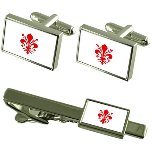 Florence City Italië vlag manchetknopen stropdas clip doos cadeauset