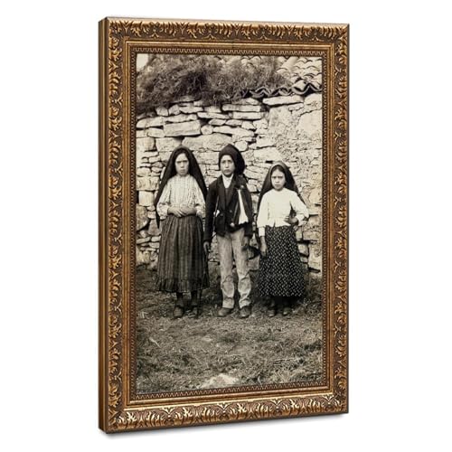 Impression sur toile Trois Enfants de Fatima table religieuse cadre suspendu 51x76 cm