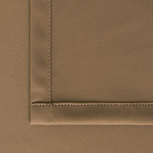 Image of JUPON 100% Silk Blackout Curtain Thermal Insulated Room Darkening 350GSM Living Room Curtain, Pack of 2 Piece (W 54 inch X 84 inch L - Mocha)