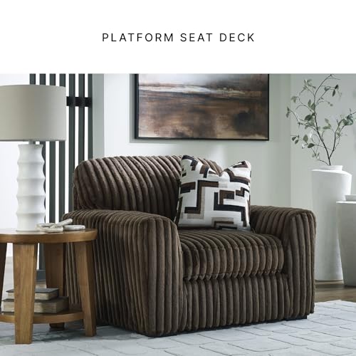 Image of Signature Design by Ashley Midnight-Madness Modern Upholstered Oversized Chair with Reversible Cushions, Dark Brown