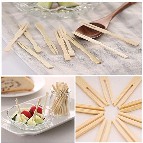 Bamboo Food Picks Cocktail Forks Set 400 Pcs Appetizer Picks Fruit Forks Bamboo Skewers Paddle Wooden Tall Sandwich Picks Party Wood Toothpicks For Cheese Appetizer Charcuterie Supplies Accessories #TOP4