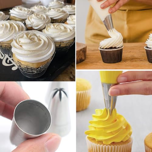 Set di beccucci per sac à poche in acciaio inox, 5 beccucci professionali senza cuciture, 5 misure per decorare cupcakes torte, glassa, biscotti