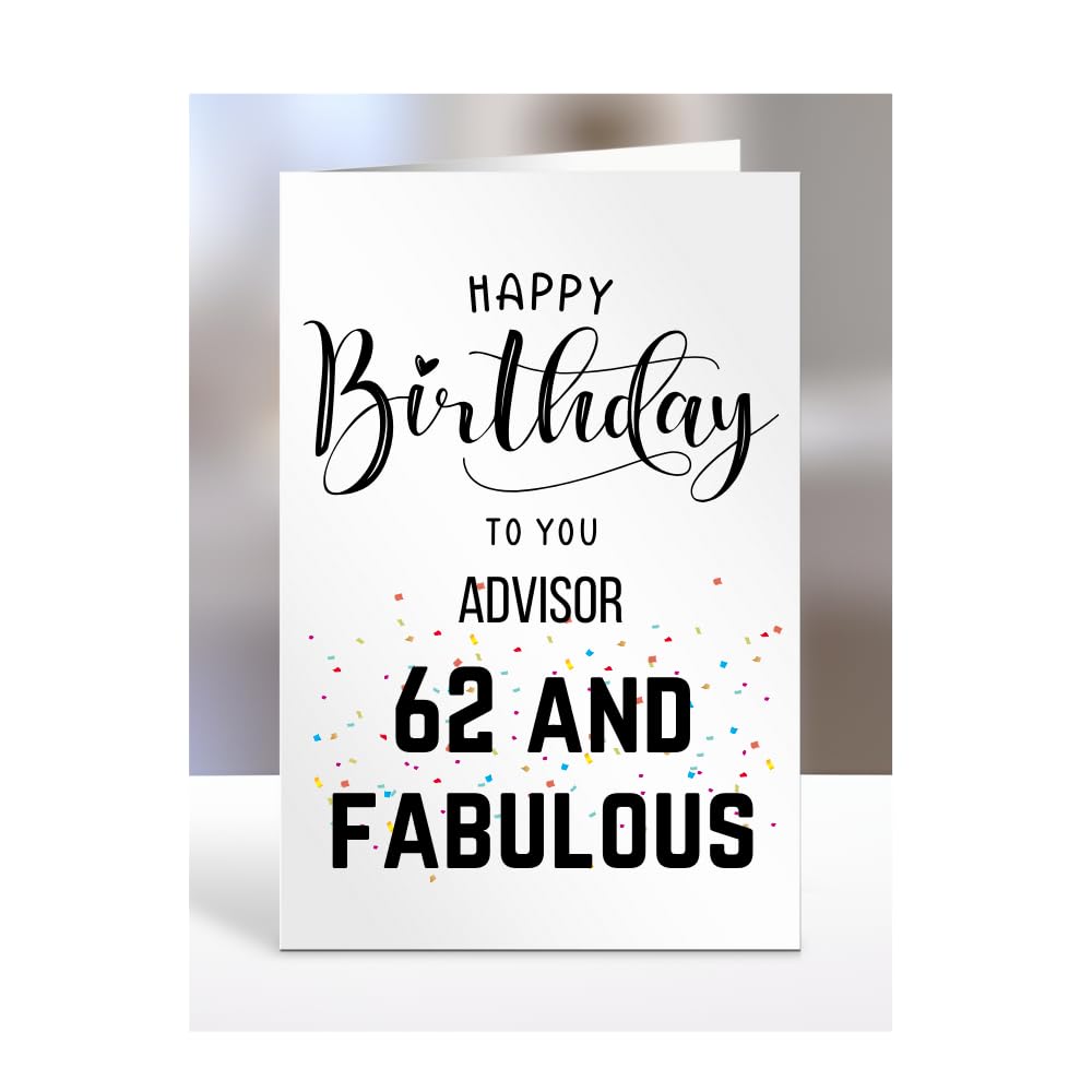 62nd Birthday Card for Advisor, Happy Birthday, Gifts for Men or Women, Presents for Christmas, 62 and fabulous, 62 years old, Greetings Card, A5-102b_9