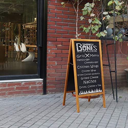 UNHO A Board Pavement Sign, Outdoor Wooden Advertising Board Magnetic Double Sided Blackboard Chalkboard Display Stand Wood Easel with 2 Cleaning Cloths Ideal for Restaurant Cafe Bar Wedding 50x100cm
