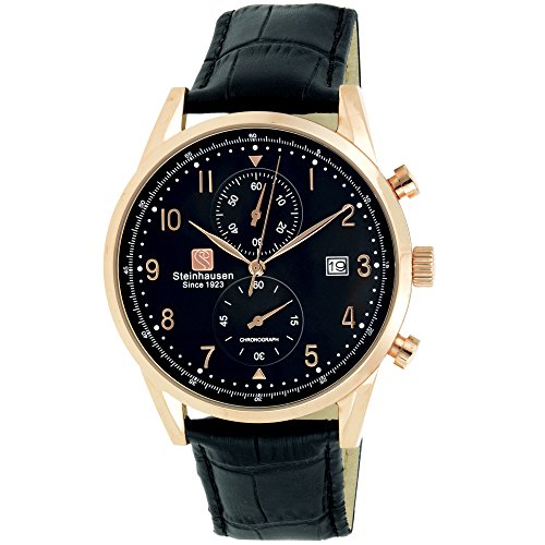 Men's S0919 Lugano Chronograph Stainless Steel and Black Leather Dress Watch