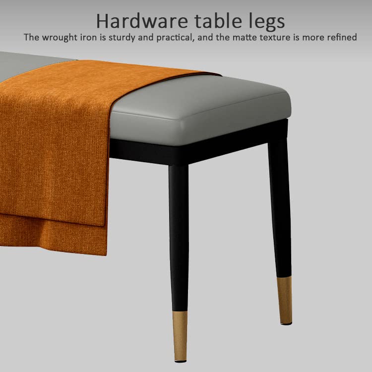 Otomana de almacenamiento tapizada de cuero, reposapiés rectangular y banco de final de cama, cómodo asiento de comedor con almacenamiento oculto, elegante solución de decoración del hogar