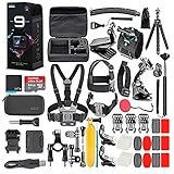 GoPro HERO9 Black - Waterproof Action Camera with Front LCD, Touch Rear Screens, 5K Video, 20MP Photos, 1080p Live Streaming, Stabilization + 64GB Card and 50 Piece Accessory Kit - Action Kit