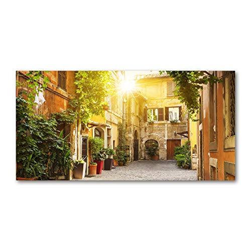 Crédence de cuisine 120x60 en verre trempé vert motif rues italiennes de la marque Tulup