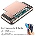 Vofolen Case for iPhone X Case iPhone XS Wallet Card Holder Slot Sliding Cover ID Pocket Dual Layer Bumper Anti-Scratch Protective Hard Shell Hybrid Rubber Armor for Apple iPhone X XS 10 10S Rose Gold