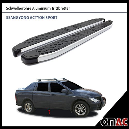 Escalera de aluminio Tablas para Ssangyong Actyon Sport 2007 Blackline (203)