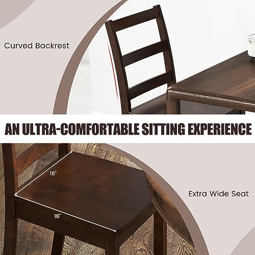 Image of COSTWAY Dining Chairs Set of 4, Mid-Century Modern Wooden Chairs, Brown