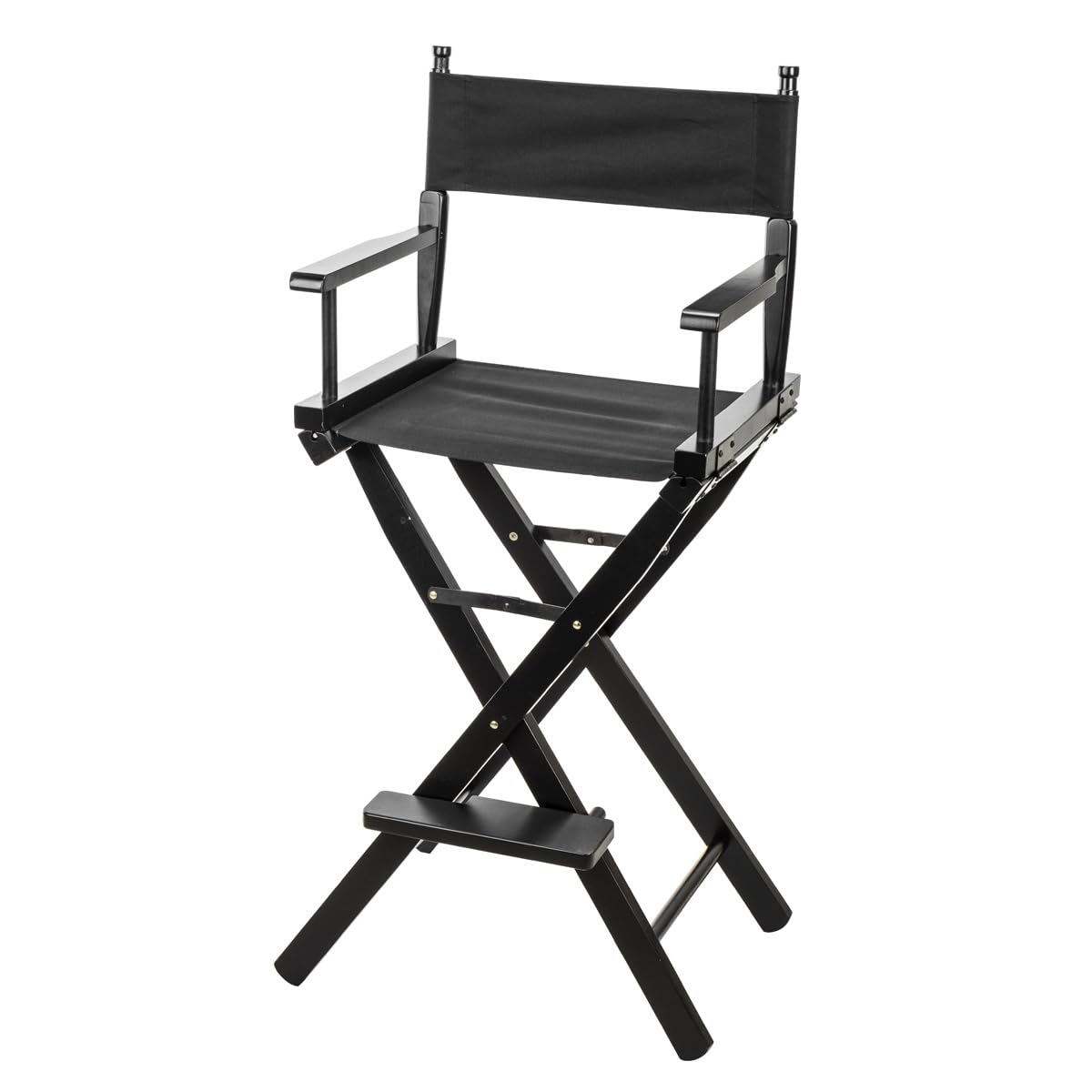 CLAR DC-30 Directors Chair 30" Height Lightweight Foldable Portable Black Wood Frame with Footrest - for Home or Commercial use - Makeup Artist Chair