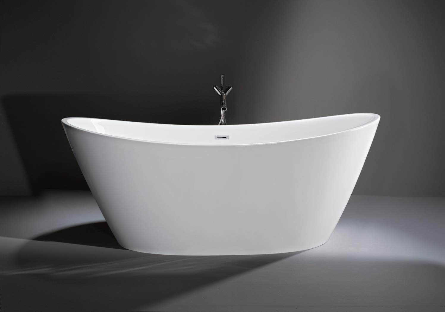 Freestanding Bathtub Acrylic Soaking SPA Modern Stand Alone Bathtubs in White 67 Inch - Image 2
