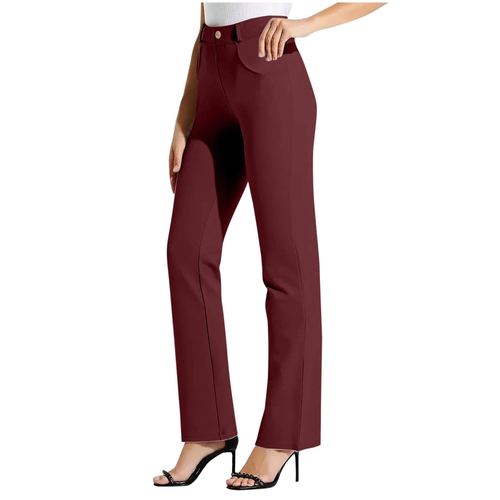 Dress Pants Women Business Casual Petite Work Pants Button Stretchy Lightweight Pull On Office Trousers with Pockets