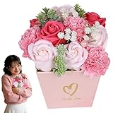 ソープフラワー 花束 バレンタインデー ブーケ ギフト バラ 造花 rose flower bouquet フラワーソープ お花 開店祝い 誕生日 退職祝い 花 ギフト フラワー 大容量 枯れないバラ 母の日のプレゼント人気 (ホットピンク)