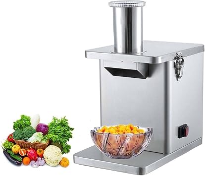 Electric Vegetable Dicer, Commercial 250W Vegetable Chopper Dicer Shredder Automatic Onion Potato Cutter Food Processor Fruit Cutting Machine with Dicing Knife nets and Slicing Blade Blades