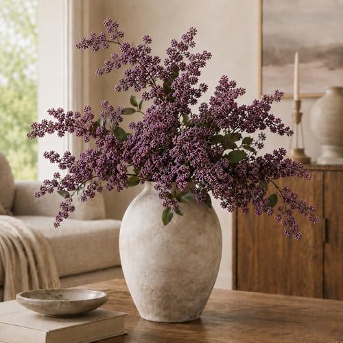 ZJGXH 43 Faux Berry Stems for Vase Purple Berry Branches for Vase Realistic Artificial Flower Picks for DIY Bouquet Shower Farmhouse Mantel Home Decor (3 Pcs Dusty Plum)