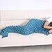 LSELL Mermaid Tail Blanket Crochet Warm Mermaid Blanket for Kids Adult Teens, Super Soft All Seasons Sleeping Blankets (Blue)
