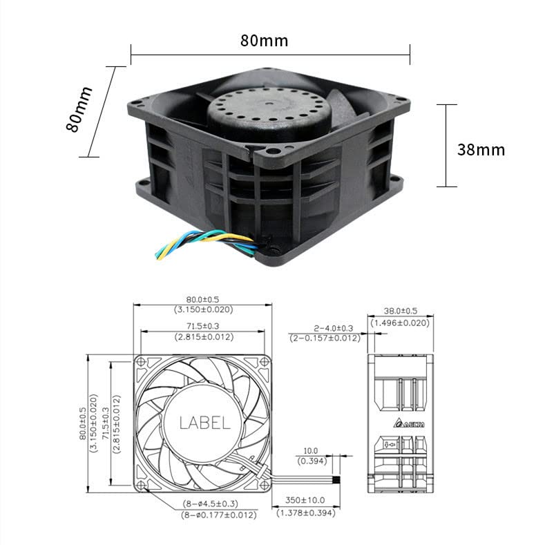for PFR0812DHE DC12V 2.54A 8CM 4-Wire Server Violence Fan
