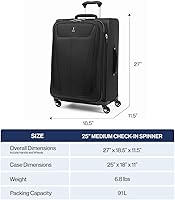 Vista 33 de Travelpro Maxlite 5 - Juego de 2 piezas de equipaje de mano de tela, expandibles con 4 ruedas giratorias, bolso blando para debajo del asiento, Negro