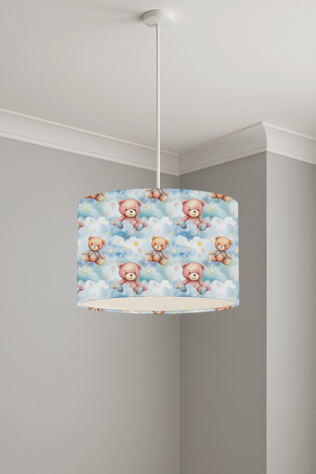 Teddy Bear Dreams lightshade – 30 x 21cm Ceiling Drum Shade | E33BB8