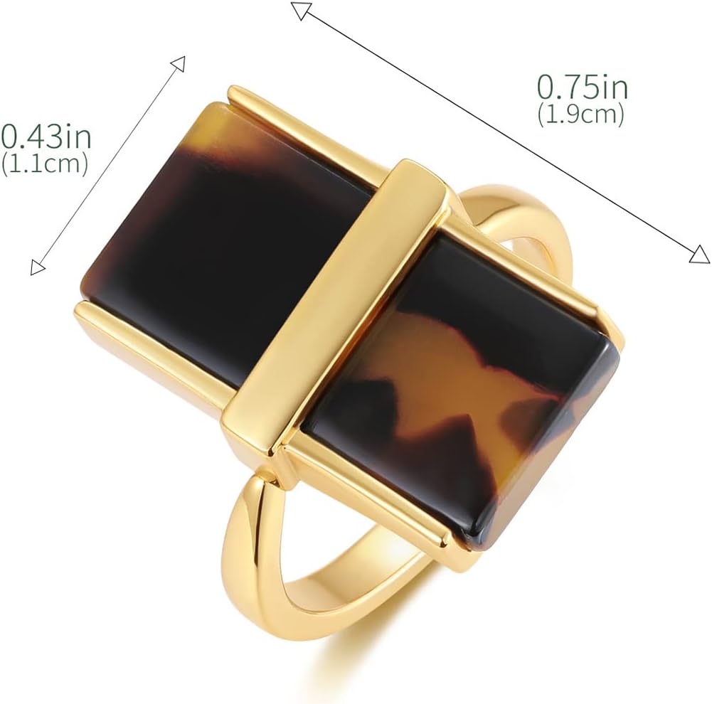 Mothers Day Gifts for Wife Leopard Ring for Women Leopard Jewelry Adjustable Gold Plated Acrylic Rings for Women Tortoise Ring Cocktail Ring - Image 4