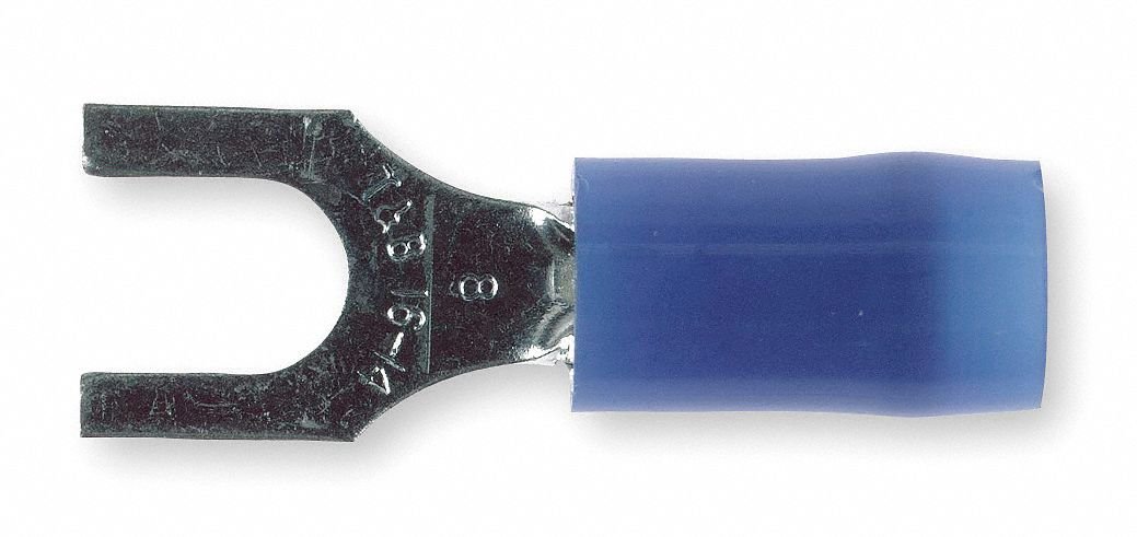 STA-KON Fork Terminal, Blue Nylon, Overlapped Seam, 18 to 14 AWG, 100 PK - pkg. of 100