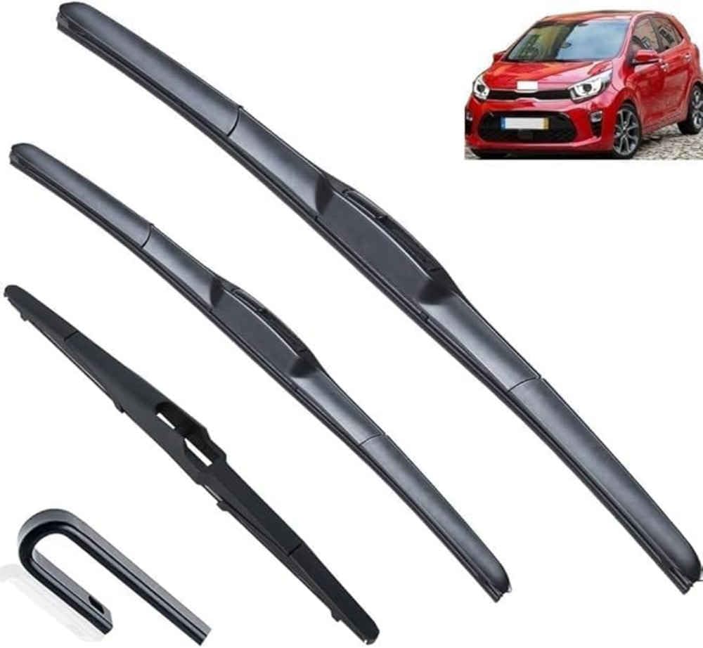 NYSLDSCO Premium Exact Fit Windscreen Wiper Blades for KIA Picanto MK3 2018-2022 2023 Durable Natural Rubber Easy Fit for a Quiet and Streak Free Wipe