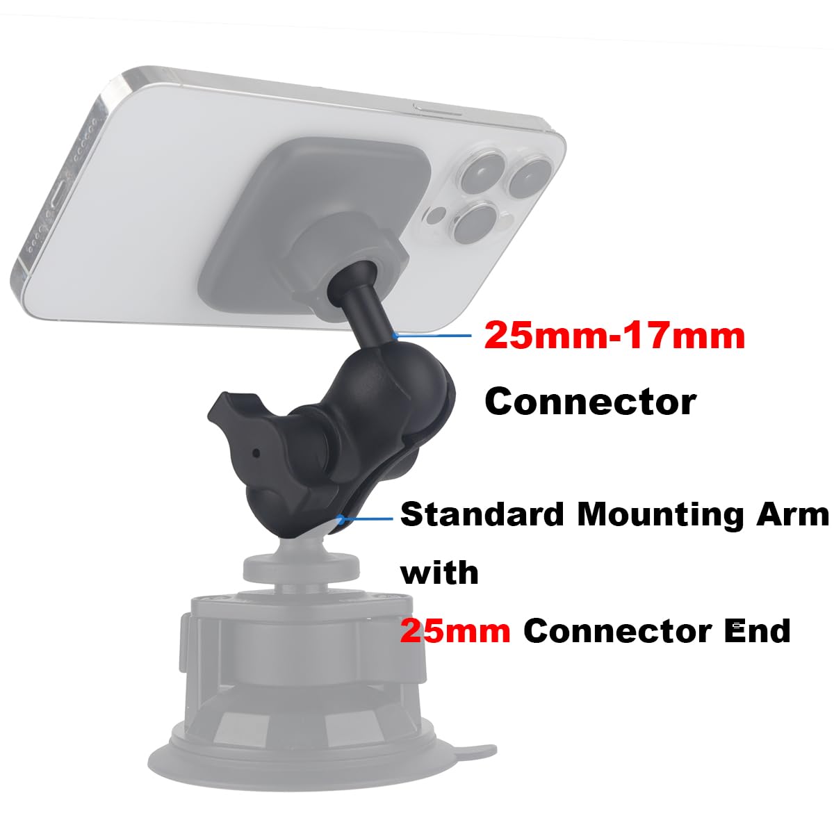 The Lord Of Tools 25mm/1 Tot 17mm Ball Adapter Voor RAM Mount B Size Dubbele Socket Arm Compatibel Met Garmin Swivel Gps Montage Verlengstang 786773782