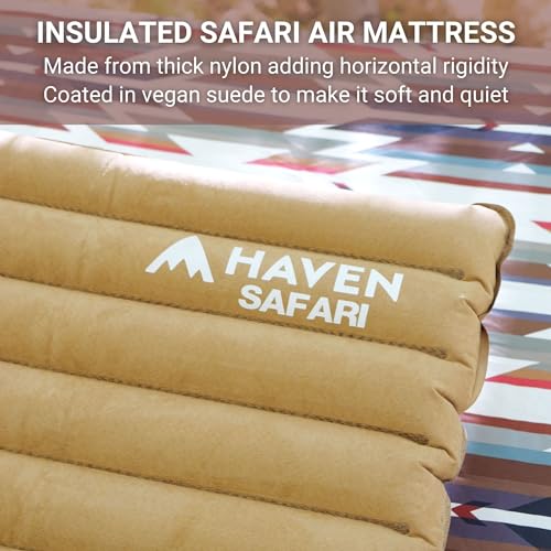 Haven Tent Safari Lay Flat Hammock Tent - 300d Polyester Canvas Waterproof Tent & Camping Hammock with Mosquito Net - Includes Premium Insulated Pad and Rainfly (Sand)