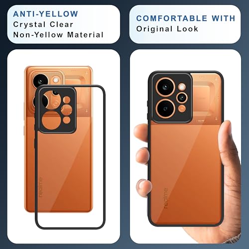 Image of CEDO Backcover for Realme P4 Power (5G) | Camera Protection Bump Shockproof Edge | Ultra Hybrid Transparent Acrylic Clear TPU+PC Hard Backcase Cover (Black)