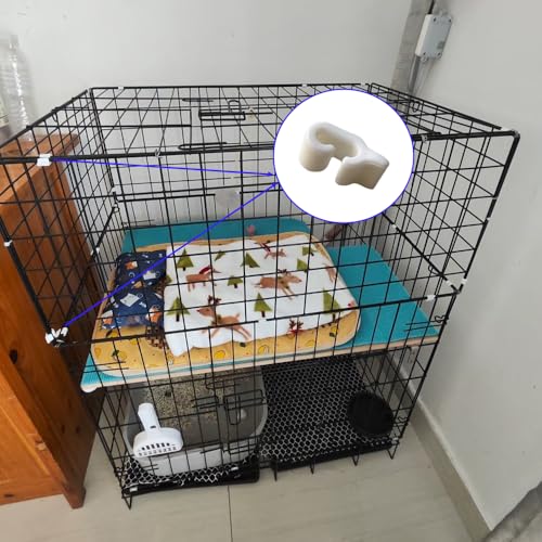 Image of 60 Pcs Detachable Pet Cage Door Clip, Plastic Lock Snap Cat Fence, White Rabbit Cages Connector Clamp for Small Pet Bird Hamster Cage