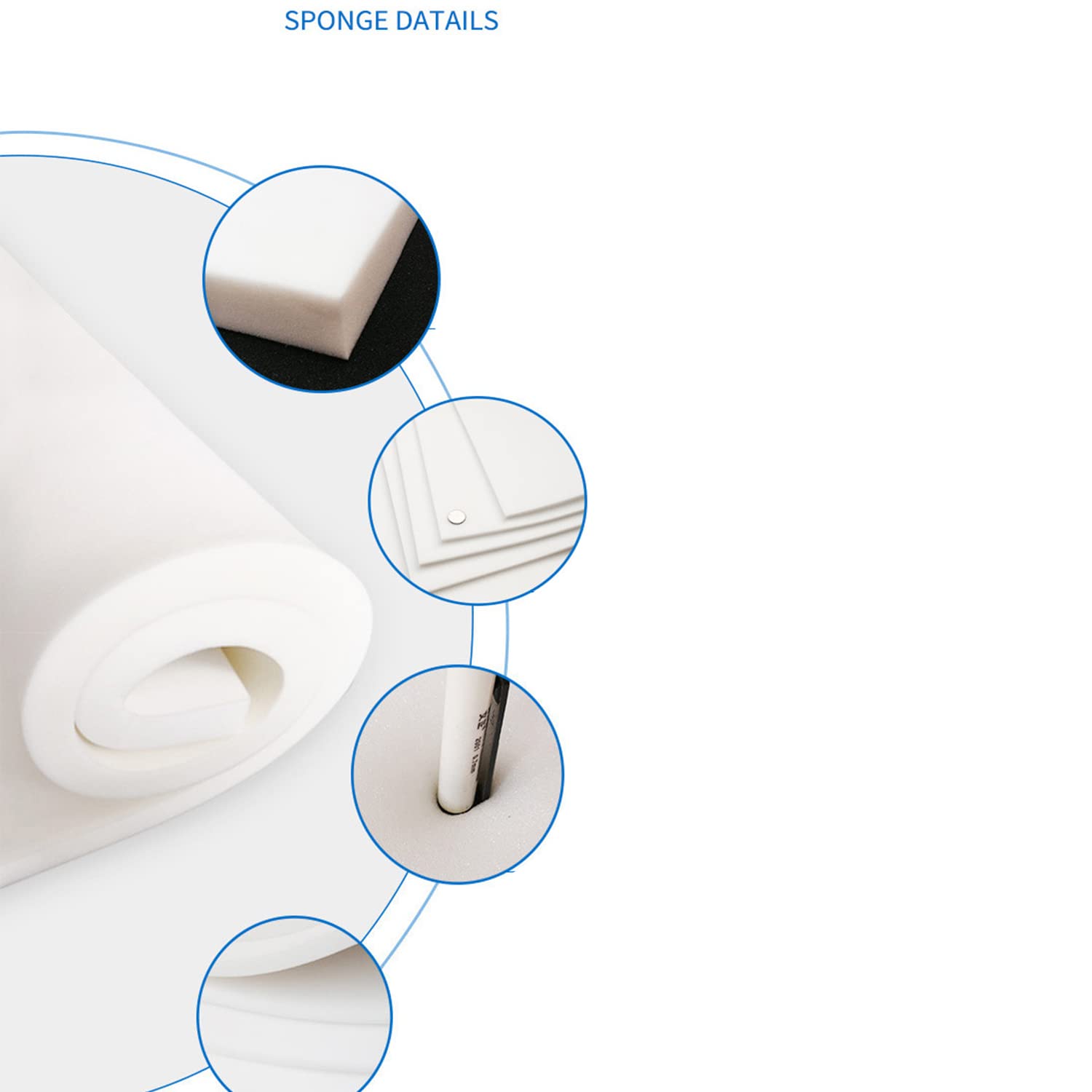 Espuma de asiento de tamaño personalizado, espuma de repuesto suave y firme para sofá, silla de comedor, cortada a cualquier tamaño de espuma de tapicería interior y exterior