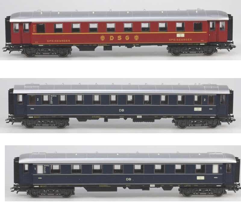 MARKLIN HO Deluxe Long Passengers SCHNELLZUG Coachs Set 42753 with Dinner CAR