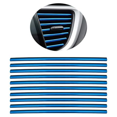Car Air Vent Trim, Car Interior Trim, Car Air Vent Grille Trim, Trim Strip, Interior Trim Decoration, Pack of 10, Blue Cover