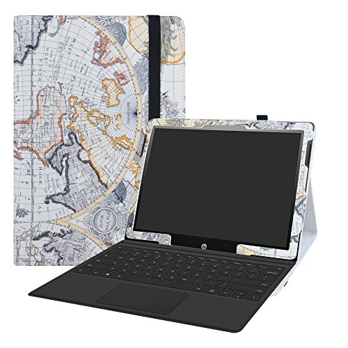 LiuShan Case for HP Chromebook x2 PU Leather Slim Folding Stand Cover for HP Chromebook x2 12-fXXX Series 2-in-1 Tablet (Such as 12-f014dx) 12.3