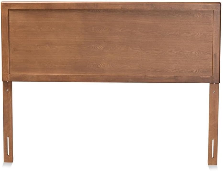 BOWERY HILL Modern Rubber Wood/Engineered Wood Queen Size Headboard, Ash Walnut Finish, Adjustable Height with Inset Paneling, Sturdy Bedroom Backrest Decor