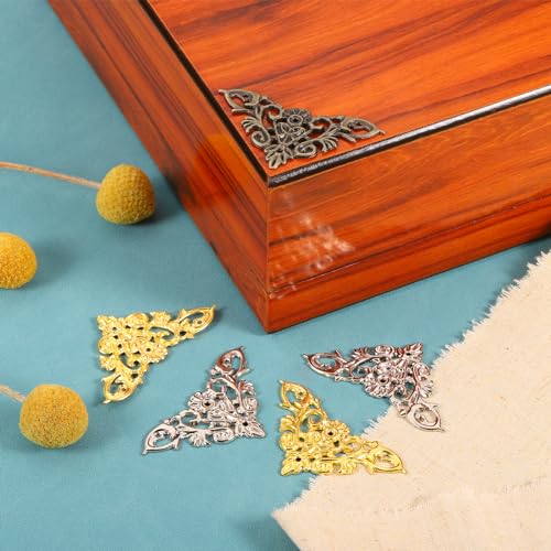 Image of uxcell Metal Corner Protector, Furniture Decorative Edge Cover, Album Corner Protectors Covers for Box Wooden Case Table Desk, 8 Pcs, 46mm White