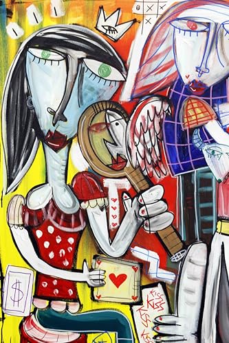 Tableau moderne salon femmes miroir cubiste résout mur vide - 5
