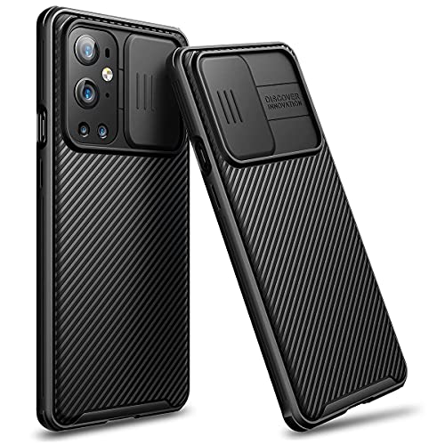 CE-LINK Coque Compatible avec Oneplus 9 Pro, Protection de la Caméra Étui avec Coulisse Cache Objectif, Ultra Mince Silicone Housse Antichoc Antidérapant Incassable Bumper Téléphone Case Cover - Noir Cover