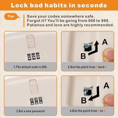 Image of Small Medication Lock Box with Combination Code, Lockable Storage Box for Pills /Snacks /First Aid Kits, Phone /Personal Items, Secure Container for Home /Fridge /Office /Travel- Reusable (Beige)