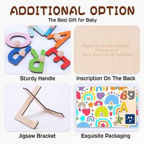 Image of Name Puzzles for Toddlers Boy and Girl, Personalized Wooden Shapes Puzzles for Toddlers 1-3, Educational Toys, Customized Baby Gifts, 1 Year Old Girl Gifts