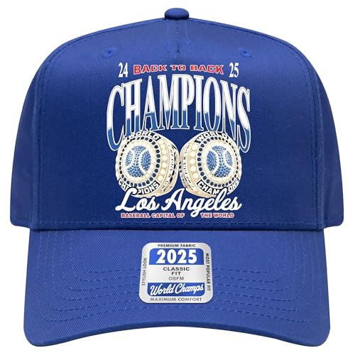 Baseball 2025 World & League Champions Embroidered Patch Trucker Hat | Los Angeles LA Merch | Snapback Hat for Men & Women (US Alpha One Size Royal Vintage Champions)