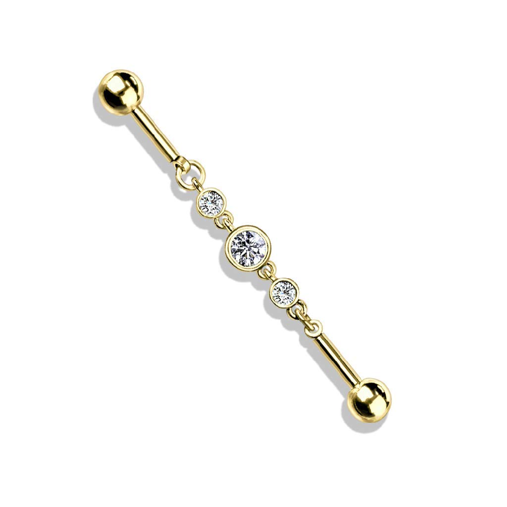 Buy 14GA Triple CZ Rounds on a Chain 316L Surgical Stainless Steel