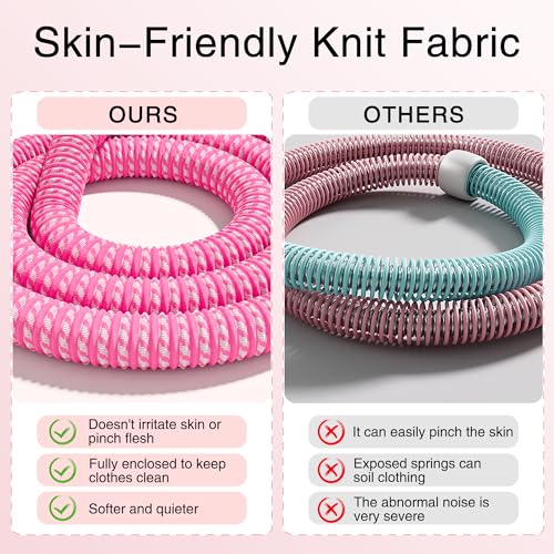 yespikko Weighted Soft Spring Hula Hoop for Adults, 3.3 lbs Foldable for Home and Travel, Portable Slimming Fitness Hoop for Weight Loss, Waist-Friendly Design, Upgraded Closed Silent Version (Pink) - Thumbnail 6