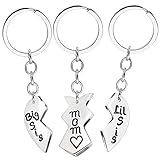 3pcs Mother Daughter Key Chain Mom Big Sister Little Sister Stainless Steel