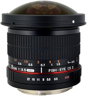 Rokinon HD8M-C 8mm f/3.5 HD Fisheye Lens with Removeable Hood for Canon DSLR 8-8mm, Fixed-Non-Zoom Lens,Black