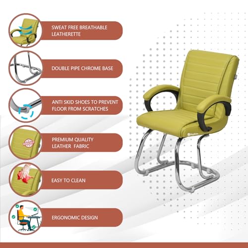 Image of RATISON Special Director Principal Manager Office Visitor with arm Rest with Double Pipe Frame and Cushioned seat Back (3, Green, Double Pipe Frame)