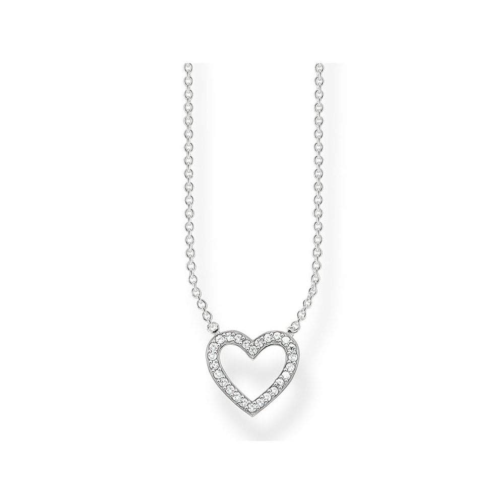 Thomas Sabo Women's Silver Cubic Zirconia Open Heart Necklace Ke1554-051-14-L45v